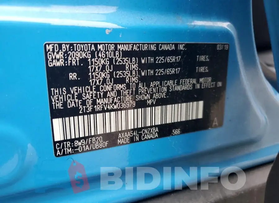 2T3F1RFV4KW036979 Photo# 13