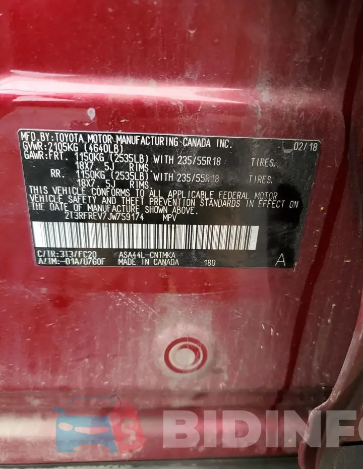 2T3RFREV7JW759174 Photo# 14