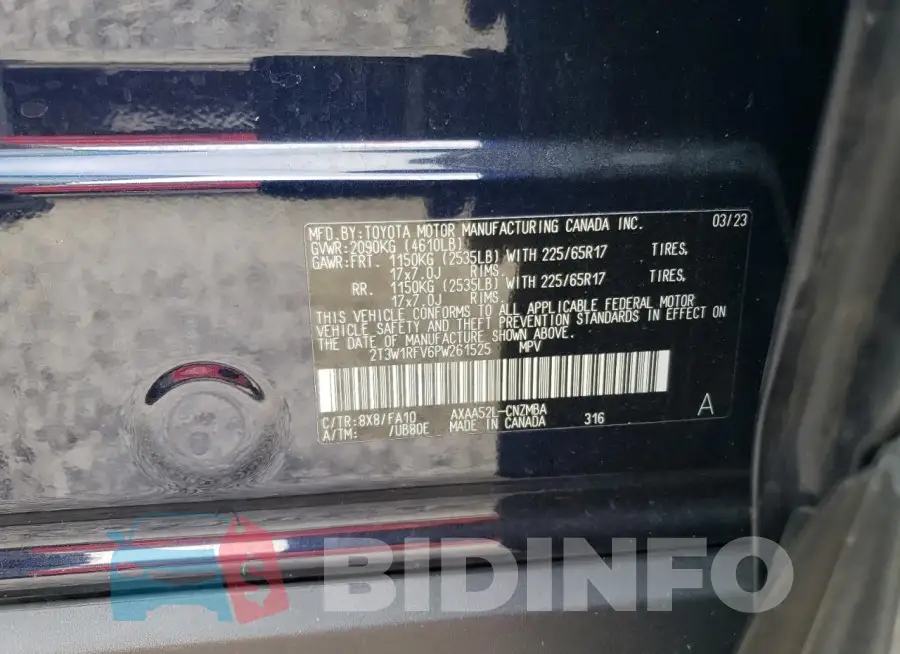 2T3W1RFV6PW261525 Photo# 13