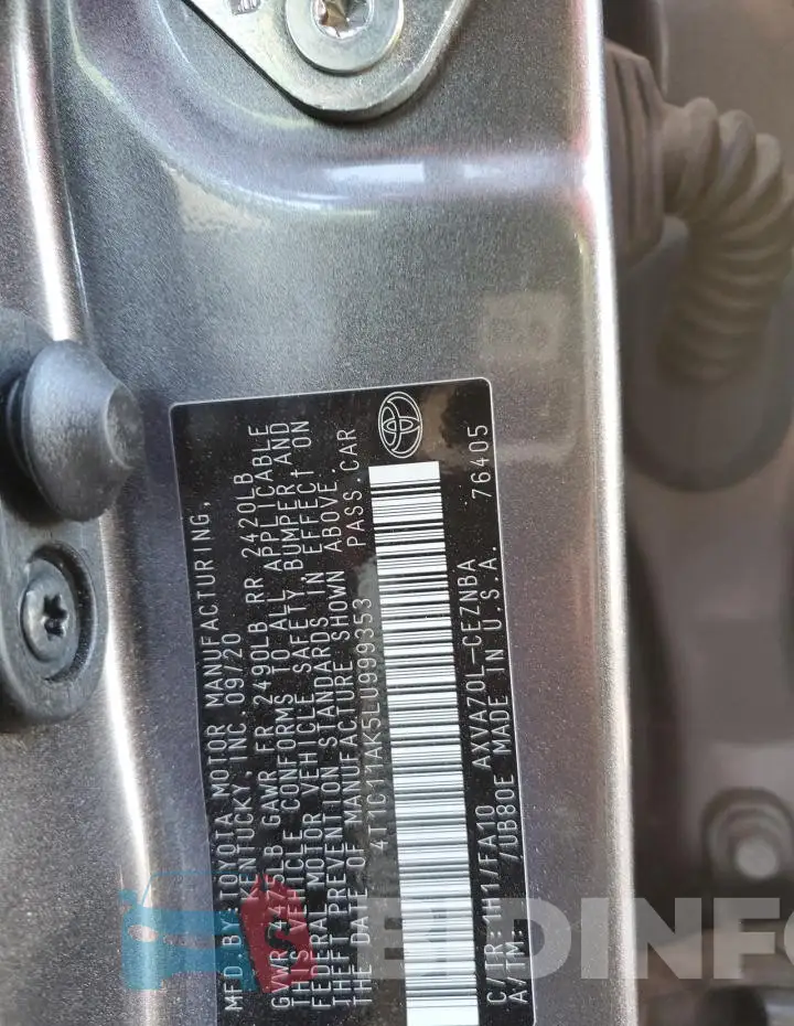 4T1C11AK5LU999353 Photo# 12