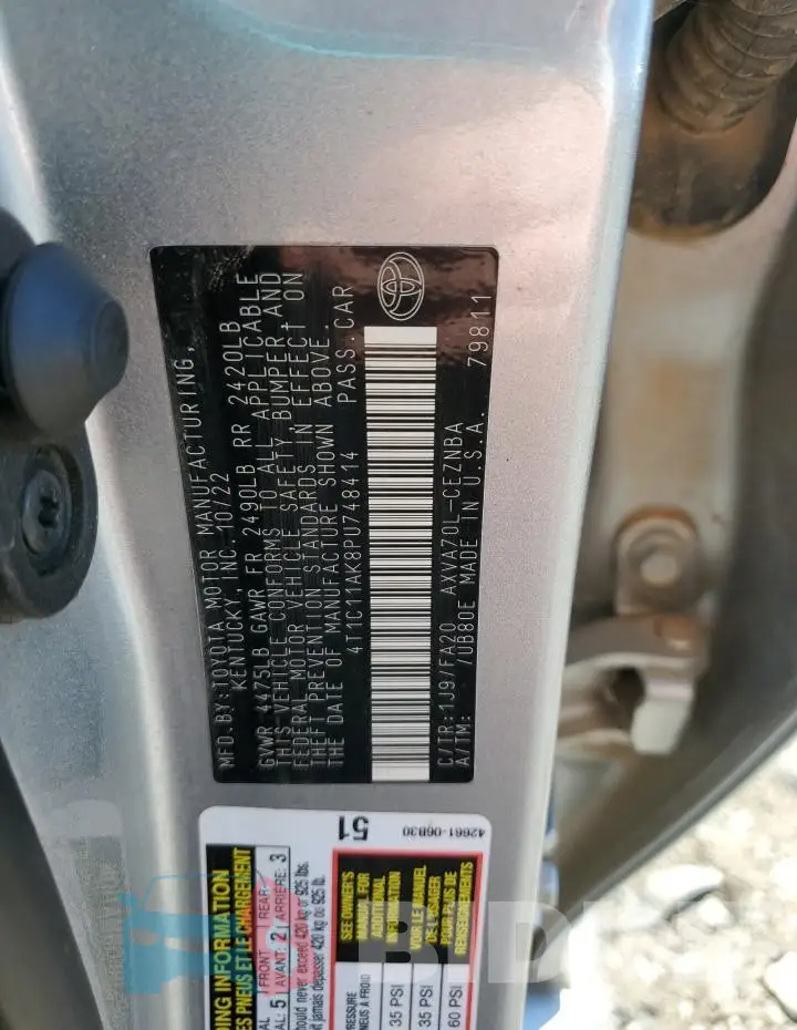 4T1C11AK8PU748414 Photo# 12