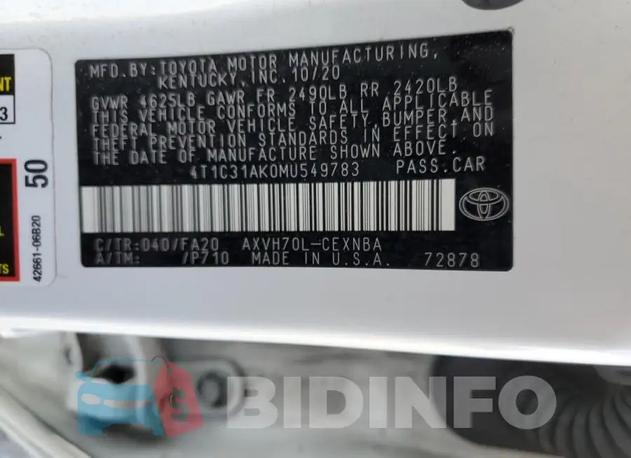 4T1C31AK0MU549783 Photo# 12