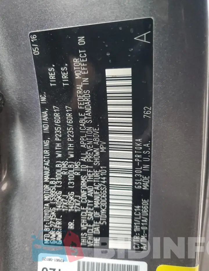 5TDYK3DC6GS744101 Photo# 13