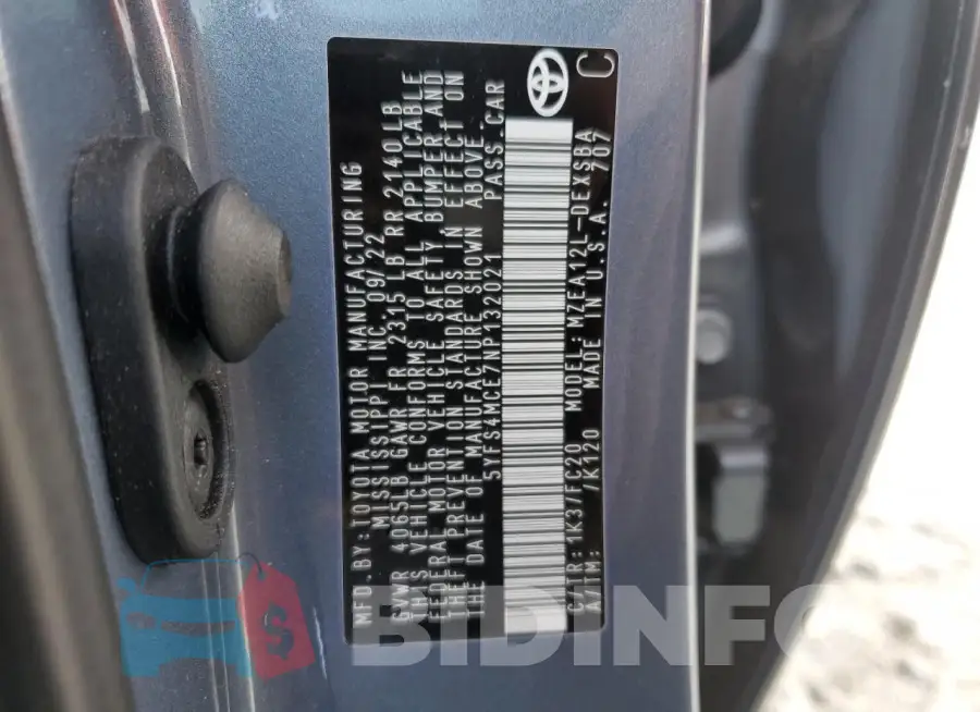 5YFS4MCE7NP132021 Photo# 12