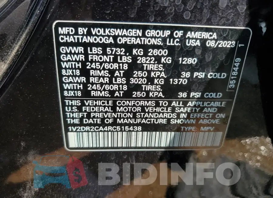 1V2DR2CA4RC515438 Photo# 14