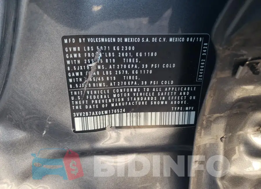 3VV2B7AX0KM176524 Photo# 13