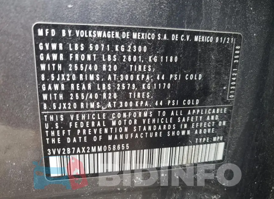 3VV2B7AX2MM058655 Photo# 13