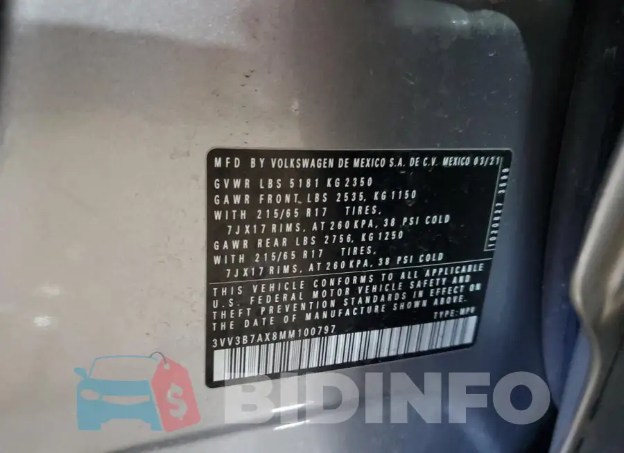 3VV3B7AX8MM100797 Photo# 13