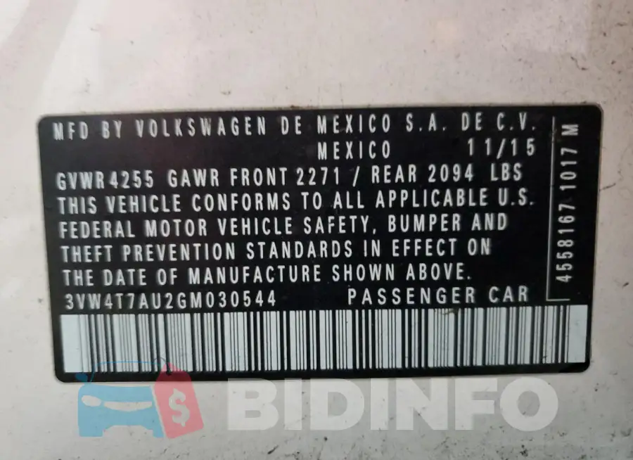 3VW4T7AU2GM030544 Photo# 12