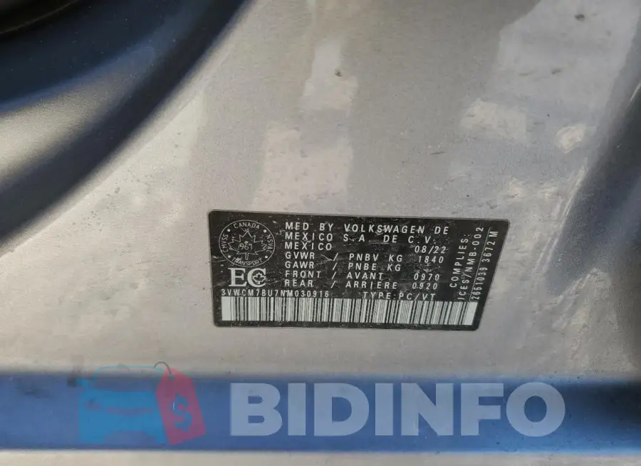 3VWCM7BU7NM030916 Photo# 13