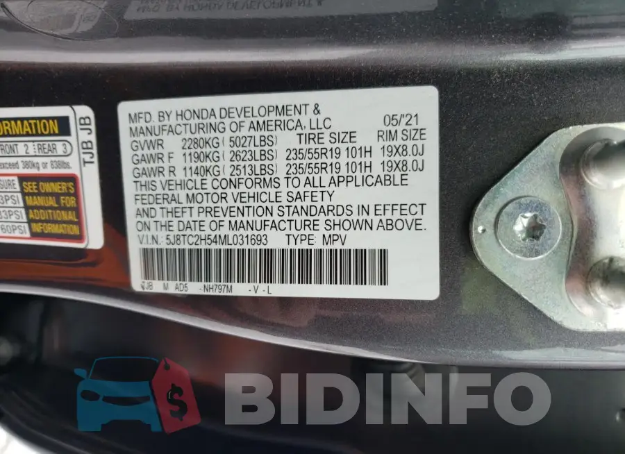 5J8TC2H54ML031693 Photo# 14