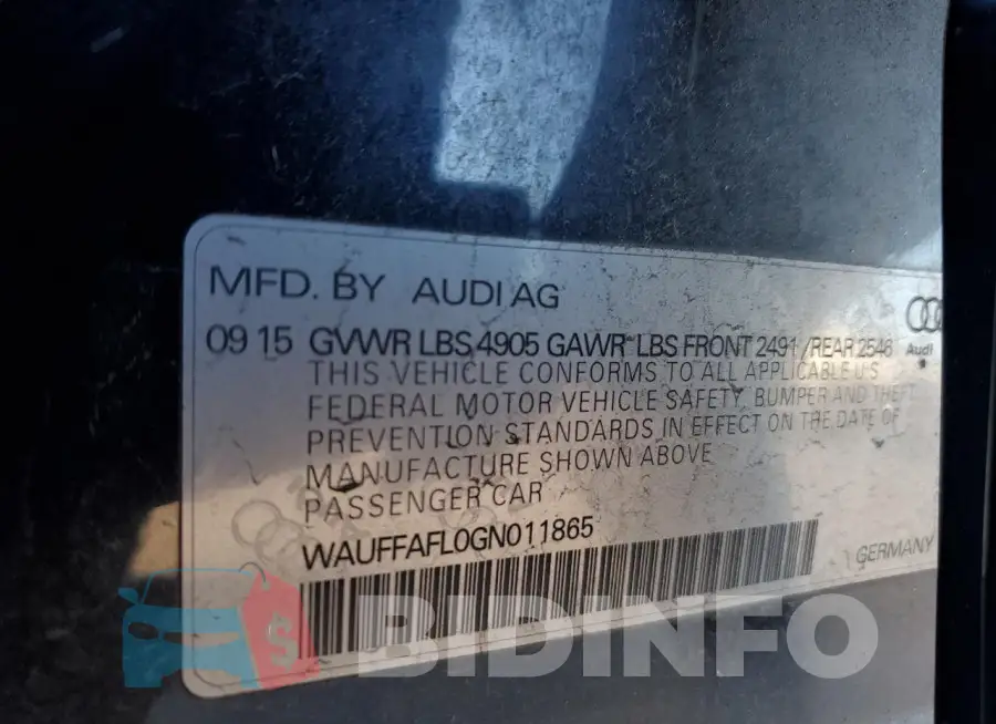 WAUFFAFL0GN011865 Photo# 12