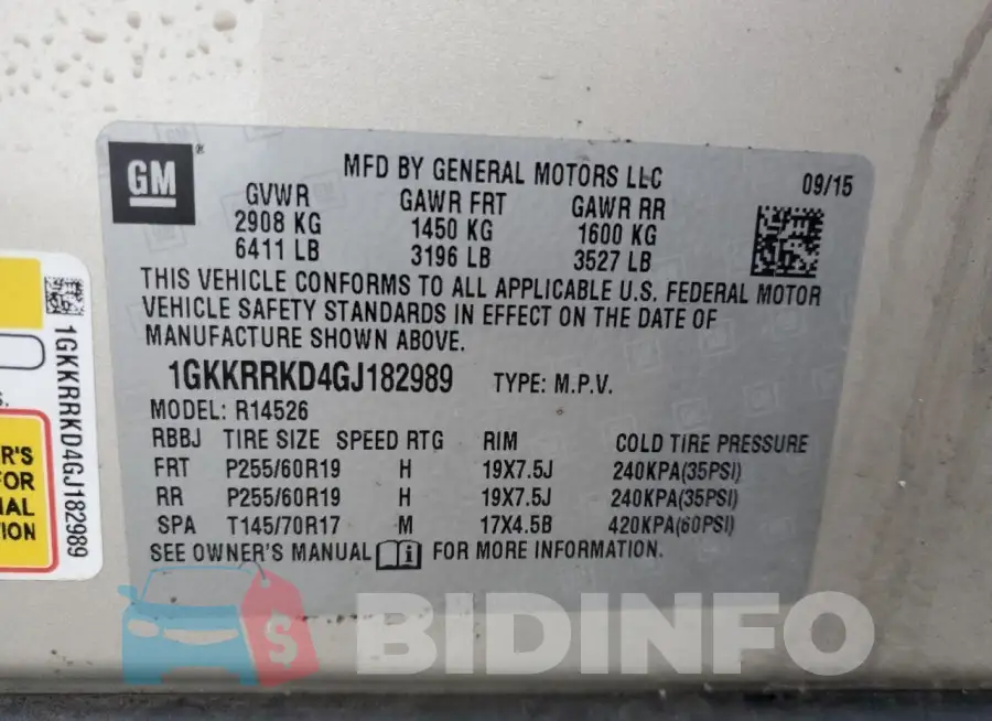 1GKKRRKD4GJ182989 Photo# 13