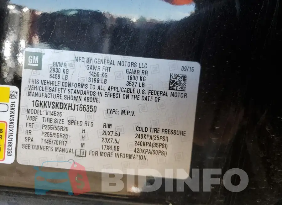 1GKKVSKDXHJ166350 Photo# 13