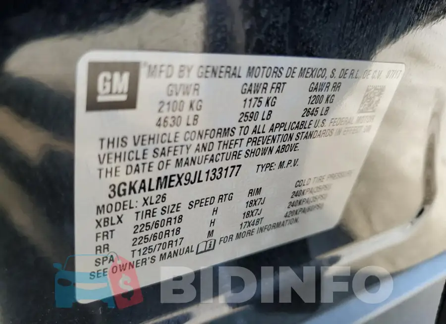3GKALMEX9JL133177 Photo# 12