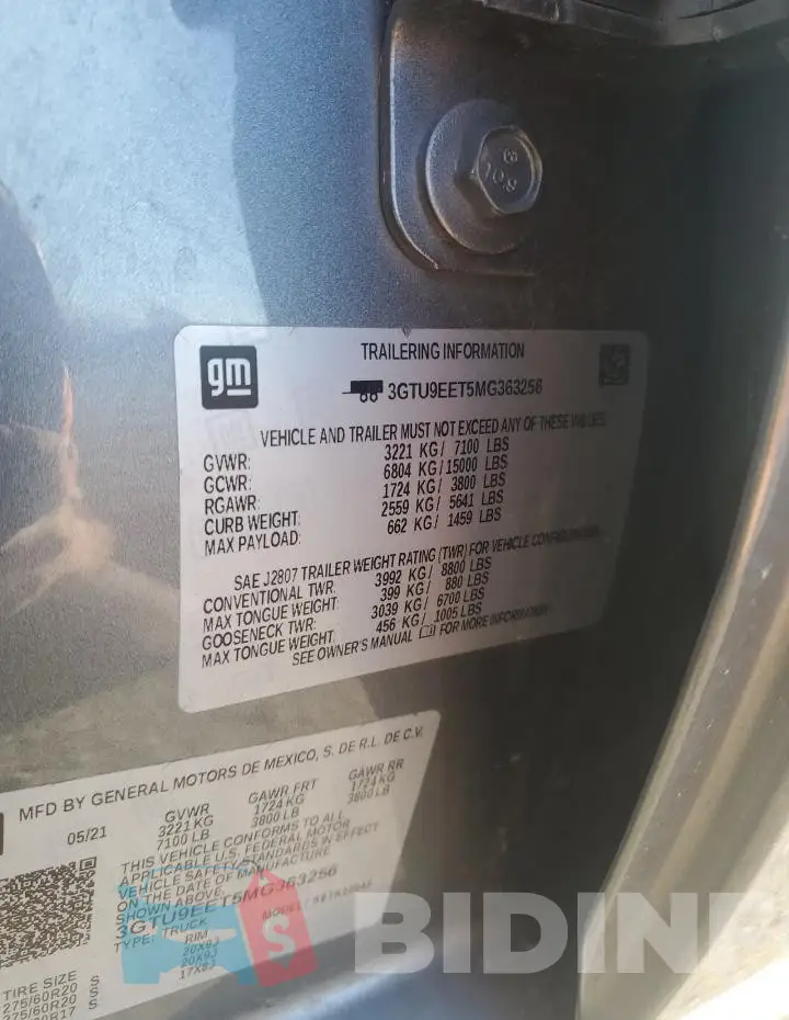 3GTU9EET5MG363256 Photo# 12