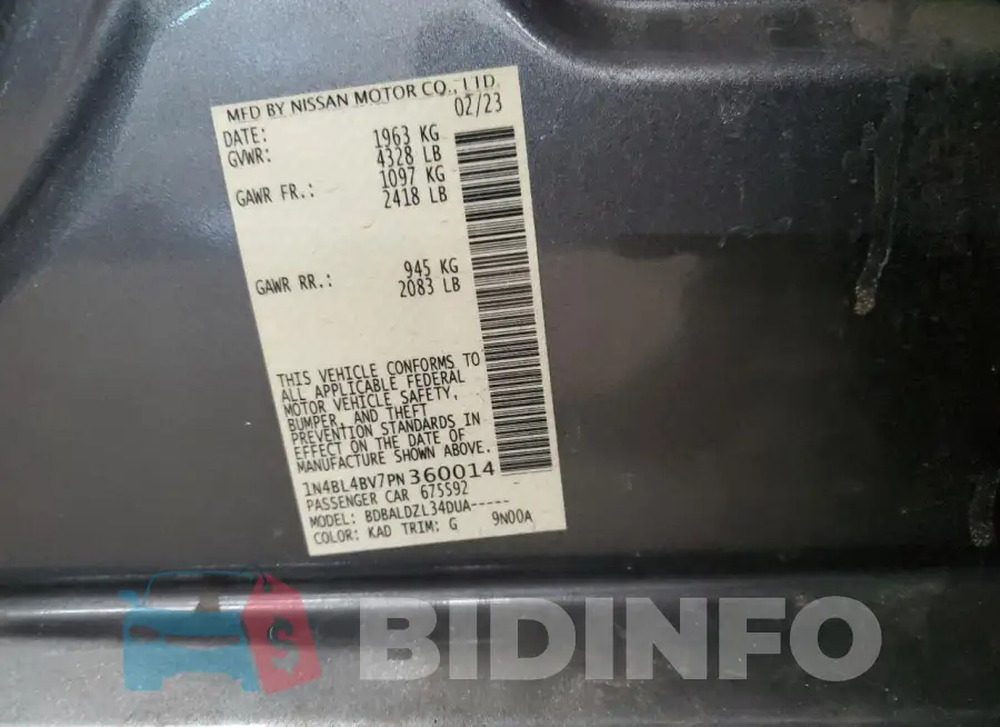 1N4BL4BV7PN360014 Photo# 13