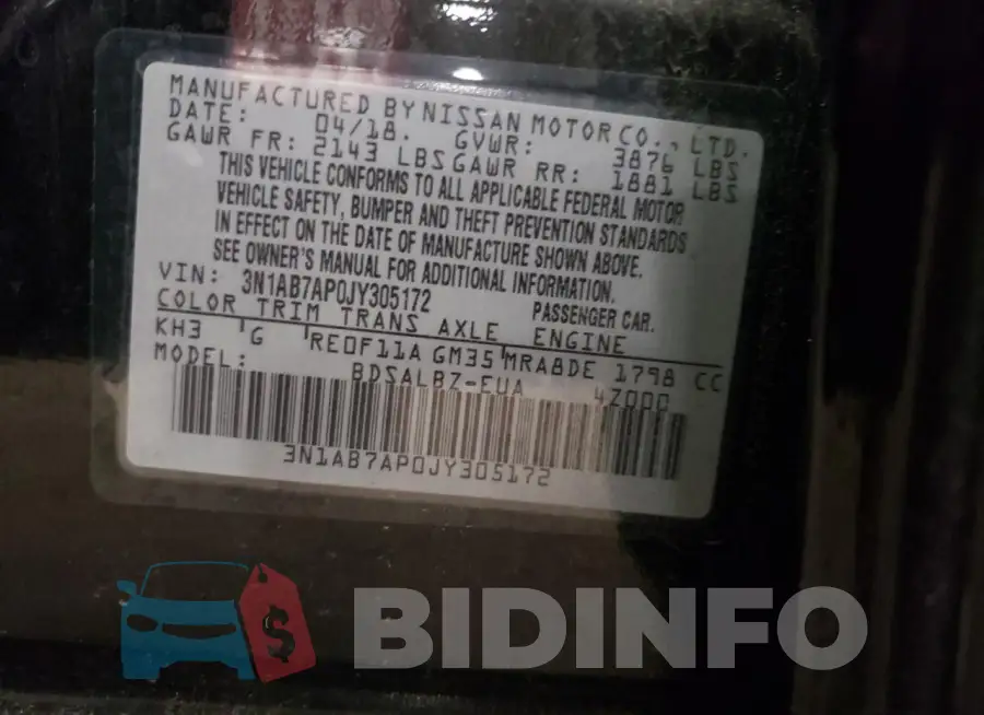 3N1AB7AP0JY305172 Photo# 12