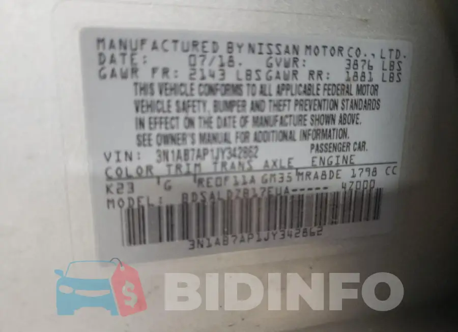 3N1AB7AP1JY342862 Photo# 13
