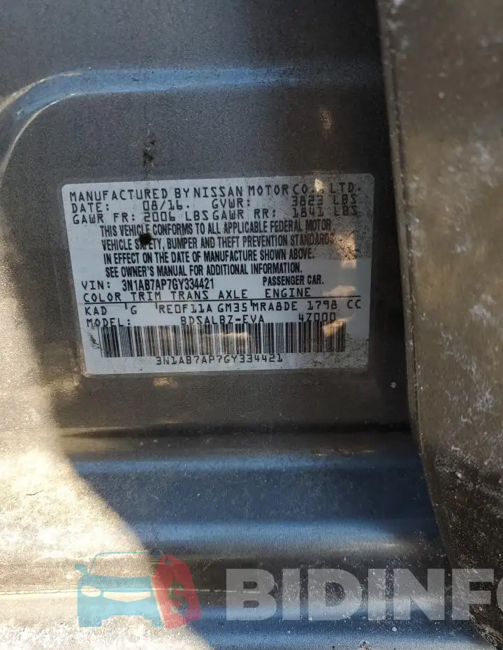 3N1AB7AP7GY334421 Photo# 12