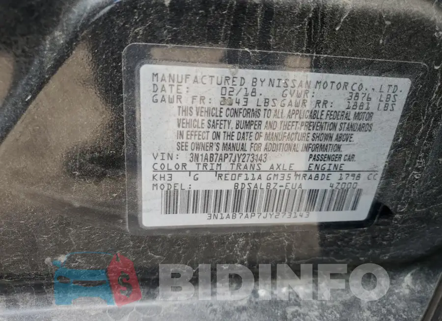 3N1AB7AP7JY273143 Photo# 13