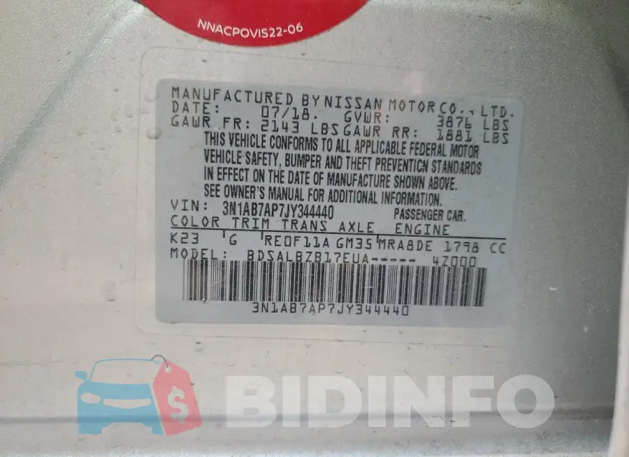 3N1AB7AP7JY344440 Photo# 12