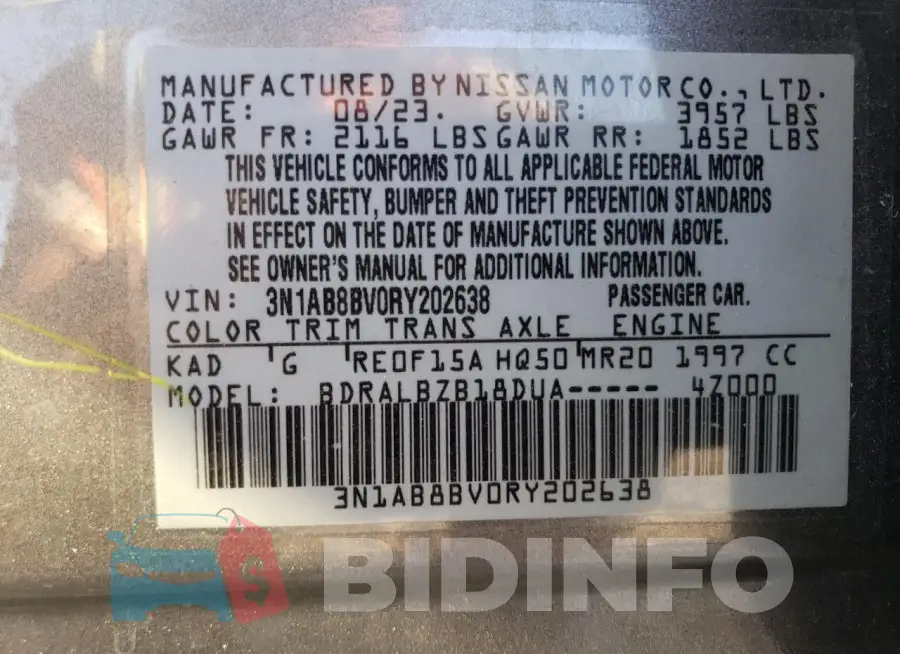 3N1AB8BV0RY202638 Photo# 12