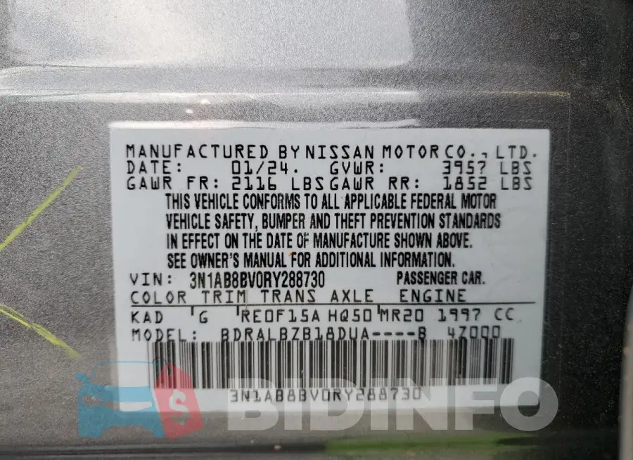 3N1AB8BV0RY288730 Photo# 12