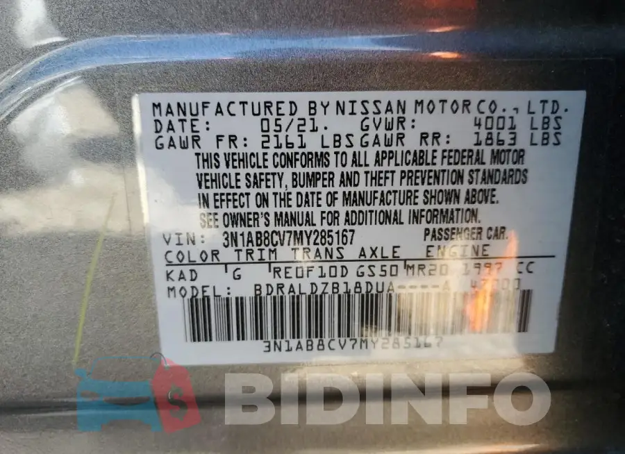 3N1AB8CV7MY285167 Photo# 12