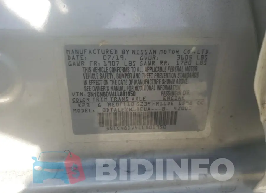 3N1CN8DV4LL801950 Photo# 12