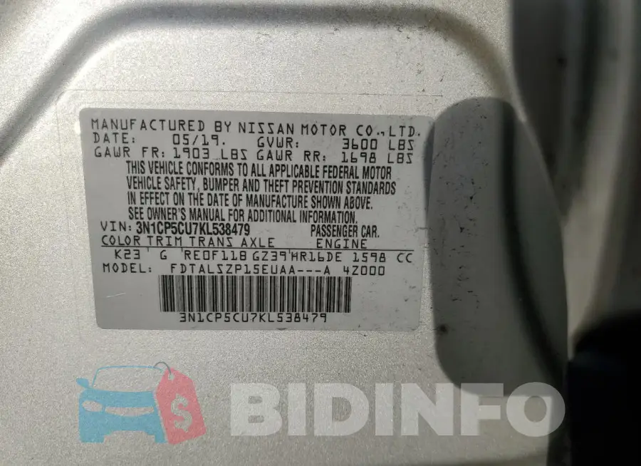 3N1CP5CU7KL538479 Photo# 12