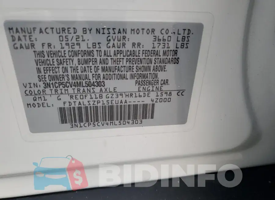 3N1CP5CV4ML504303 Photo# 14