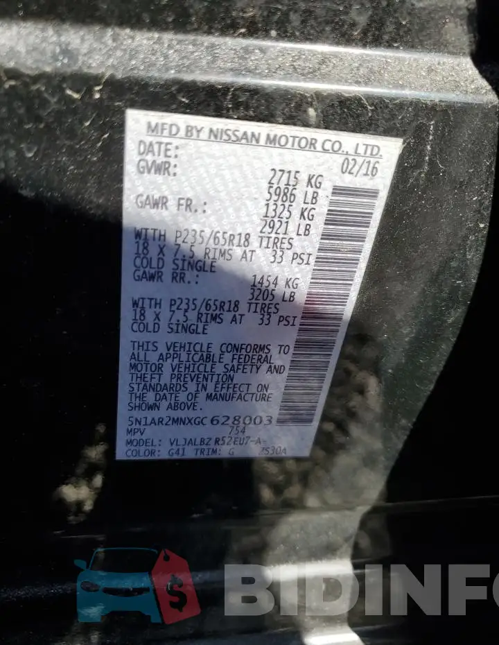 5N1AR2MNXGC628003 Photo# 13