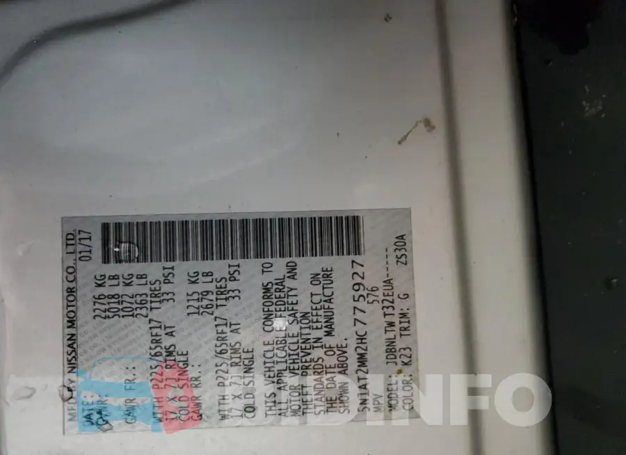 5N1AT2MM2HC775927 Photo# 12