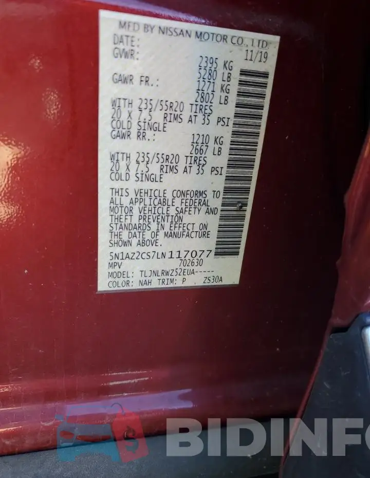 5N1AZ2CS7LN117077 Photo# 14