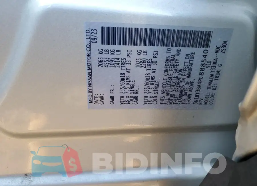 5N1BT3BA4PC888540 Photo# 13