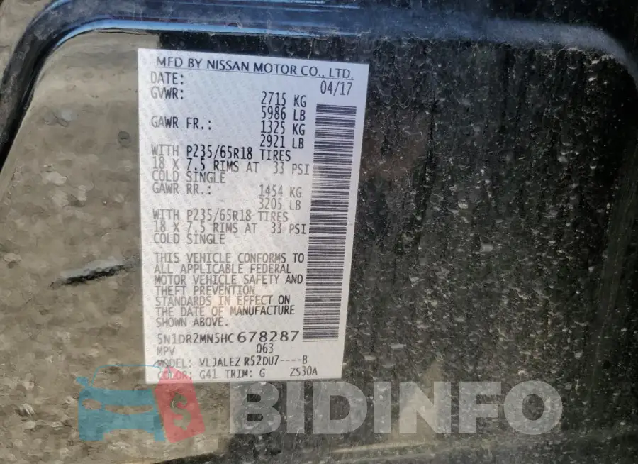 5N1DR2MN5HC678287 Photo# 13