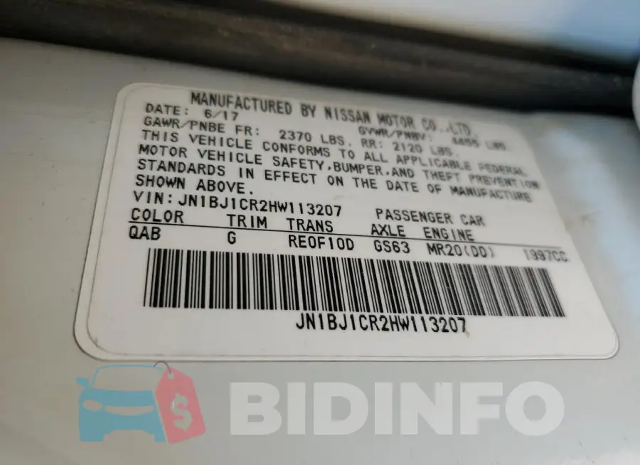 JN1BJ1CR2HW113207 Photo# 13