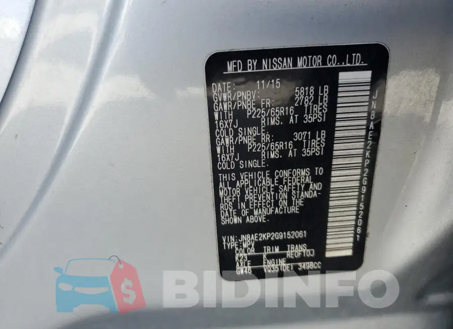 JN8AE2KP2G9152061 Photo# 14