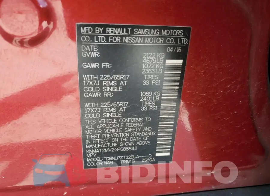 KNMAT2MV2GP688842 Photo# 12