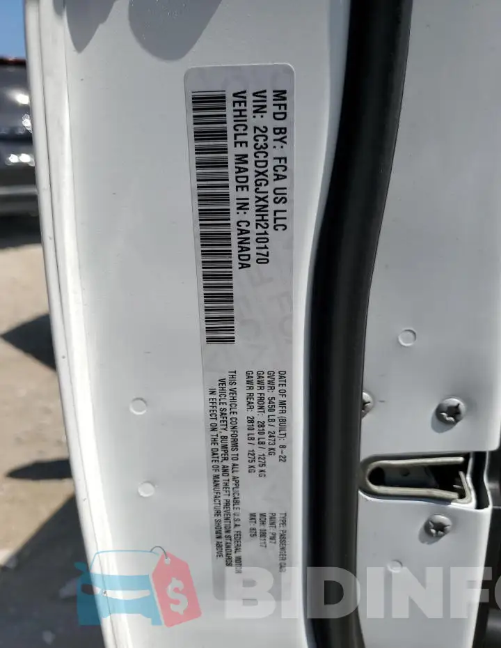 2C3CDXGJXNH210170 Photo# 13