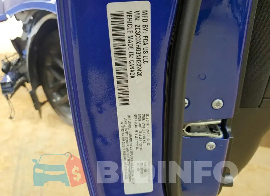 2C3CDXHG3NH232420 Photo# 12