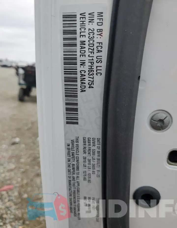 2C3CDZFJ1PH637754 Photo# 12