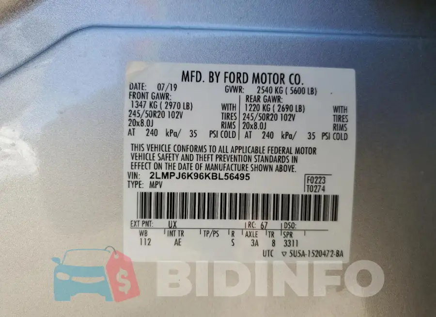2LMPJ6K96KBL56495 Photo# 13