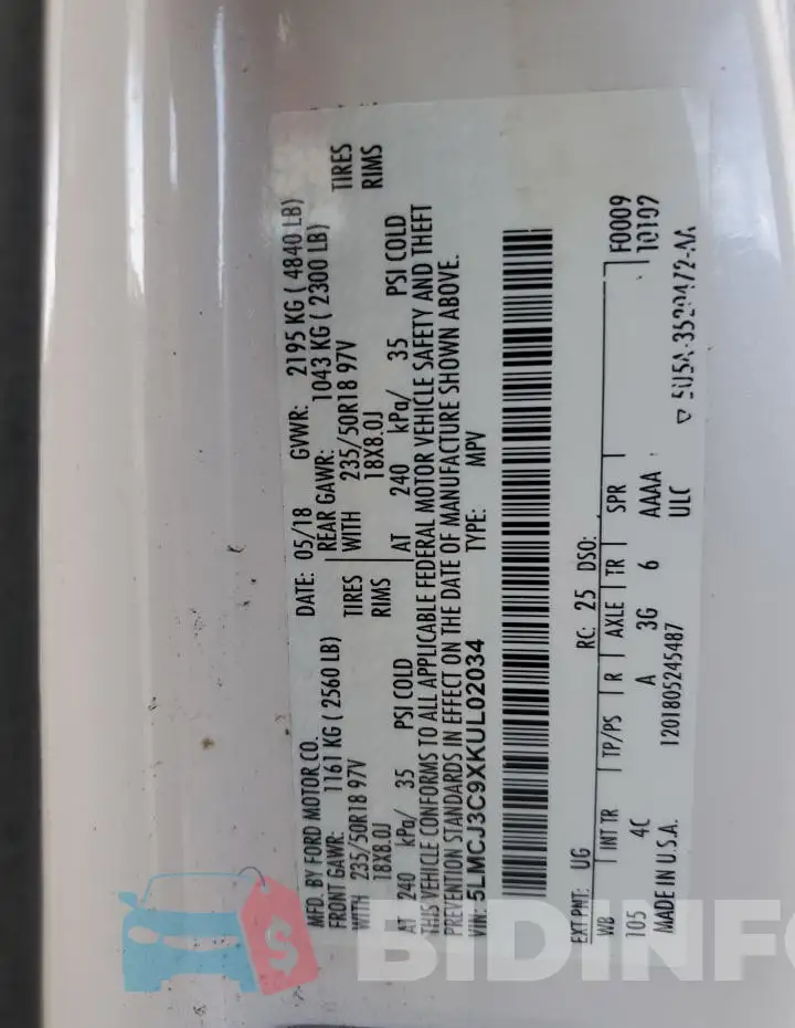 5LMCJ3C9XKUL02034 Photo# 13