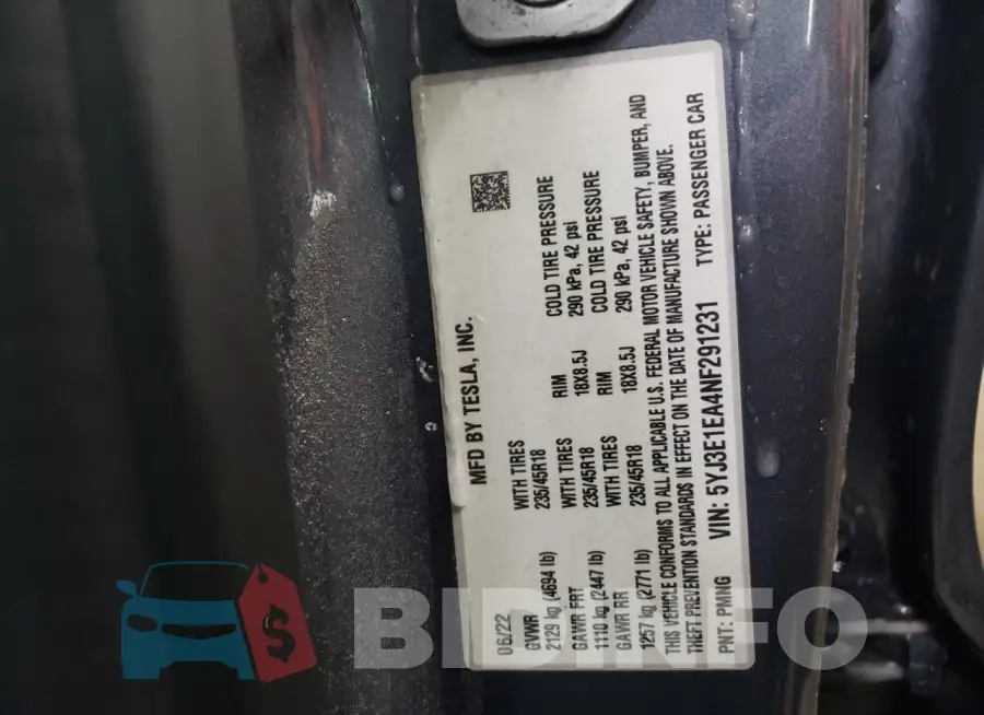 5YJ3E1EA4NF291231 Photo# 12