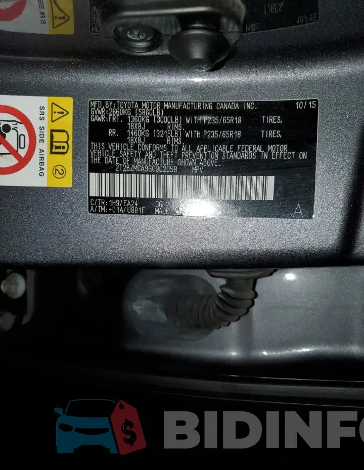 2T2BZMCA9GC002058 Photo# 13