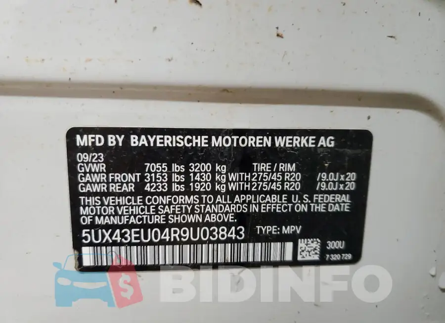 5UX43EU04R9U03843 Photo# 13