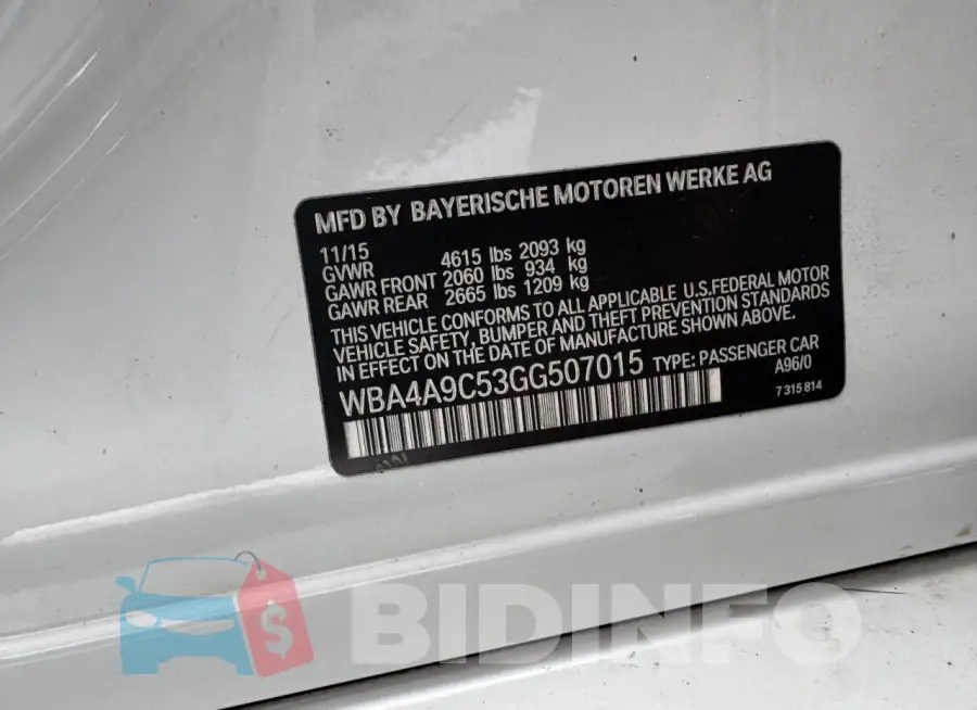 WBA4A9C53GG507015 Photo# 10