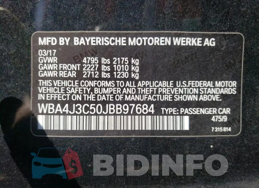 WBA4J3C50JBB97684 Photo# 12
